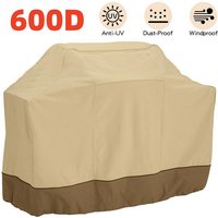 600D Outdoor BBQ Grill Cover Waterproof Dust Rain Heavy-Duty Oven Cover Beige BBQ Cover Garden Rain Gas Charcoal Protection Hood