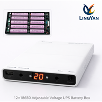 DIY UPS Power Supply Box for 12×18650 Cells, 5V 9V 12–24V Adjustable Output, Tool-Free Assembly Battery Case, No Batteries