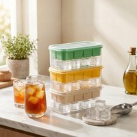 Mini Square Ice Cube Mold Reusable Food Grade Plastic Ice Cube Tray With Lid&Box Cold Drinks Juice Ice Cube Maker Kitchen Tools