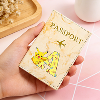 Pokemons Passport Covers Women Men Ultra-thin Document Holder Anime Letter A-Z Travel Waterproof Passport Holder ID Card Covers