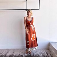 2026 New Fashion Temperament Casual Linen Printed Vest Dress