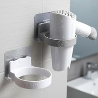 Powerful Adhesive Hairdryer Holder Universal Adjustable Wall-Mounted Storage Rack Anti-Slip Rust-Proof Bathroom Space Saver