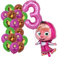 Masha and The Bear Birthday Balloon Decoration Children Party Supplies Baby Shower Number Balloons Globos Latex Foil Balloons