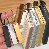 Stainless Steel Rectangle DIY Blank Keychain Fashion Minimalist Style Mirror Polished for Engraving Tags Pendant Key Chains Gift