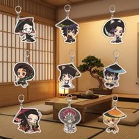 Anime Acrylic Keychain Demon Slayer Nezuko Tanjiro Zenitsu Keychain Pendant Anime Merchandise Cosplay Gift for Fans Collection