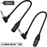 90-degree right-angle 1/4-inch TRS to XLR male balanced signal interconnect cable 1/4-inch to XLR female jumper cable 0.5 meters