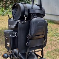 For All Adventure And Custom Moto Models Universal Motorcycle Sissy Bar Bag With Detachable Roll Bag Two-Piece PU Leather Pack