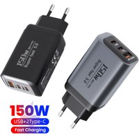 150W USB C Charger 3 Ports Fast Charging Phone Charger Adapter For iPhone Samsung Xiaomi EU/US/UK Plug Quick Charge Wall Charger