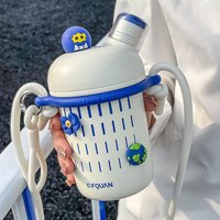 Cartoon Cute Stainless Steel Insulation Water Bottle Outdoor Double Drink Thermos Cup Portable Children Vacuum Straw Thermal Cup