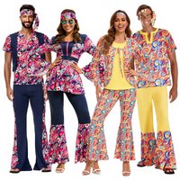 Couples 70s 80s Hippie Disco Costumes Women Men Bohemian Tribal Retro Rock Cosplay Outfits Carnival Halloween Party Stage Perf