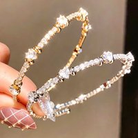 Yupsk 2026 New Arrival Iced Out Cubic Zirconia Heart Charm Bracelet for Women Girls Delicate 18K Gold Color Plated Jewelry Gift