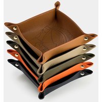 Zwei Schicht Rindsleder Ablage Desktop-Organizer Für Schlüssel Schmuck Kosmetische Lagerung Box Falten Organizer Hause Dekoration