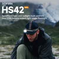 Latarka czołowa SOFIRN HS42 2100lm 18650 EDC USB C z możliwością ładowania, latarka LED SST40 z magnesem do kempingu