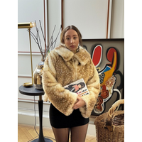 Women Leopard Print Lapel Faux Fur Coat Chic Full Sleeve Single Breasted Loose Short Coats Casual 2025 Lady Daily Street Outwear