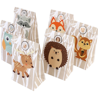 12PCS Jungle Theme Party Birthday Party Decorations Kids Safari Paper Gift Bags Candy Bags Box Baby Shower Packing Bag