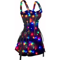 Dressfo 2025 Women's Sleeveless Dresses Colorful Light String Allover Print Lace Up Buckle Strap Half Zipper Mini Dress