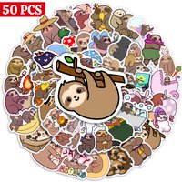10/25/50PCS Cute Sloth Animal Cartoon Stickers for Laptop Luggage Phone Scooter Funny Vinyl Decal for Kids Girl Children Gift