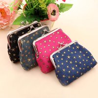 Elegant Vintage-Style Coin Purse,Kiss lock clip Women's Star Print organizer small purse card organizer bag
