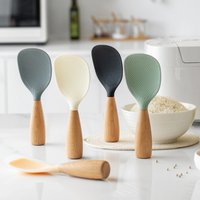 Non-stick 1Pcs Silicone Rice Spoon Cooking Spoon Anti-scalding Pot Rice High-temperature-resistant Spoon Durable Kitchen Gadgets