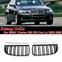 Double Single Slat Kidney Grille Gloss Matte All Chrome Black Carbon M Color Diamond Grill For 3 Series E90E91 Pre-LCI 2005-2008
