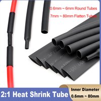 1~10M Black Heat Shrink Tubing Wire Protect Cover Line Data Cable Repair Insulation Sleeve Heat Shrink Sleeving Wrap 0.6 - 80mm