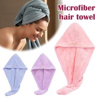 Coral Fleece Hair Drying Hat Ultra Absorbent Thickened Fast Dry Bear Button Wrap 63cm for Women Men Bath