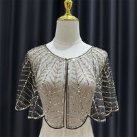 Perlen- und Pailletten-Blatt-Schal, eleganter glitzernder Umhang, atmungsaktives Mesh, kurze Strickjacke, Damen-Trendkleid-Accessoires für Party, Abschlussball 03