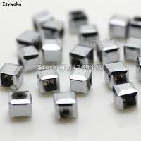 Isywaka 100pcs Shining Silver Color Square 6mm Austria Crystal Beads charm Glass Beads Loose Spacer Bead for DIY Jewelry Making