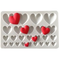 25 Cavity Heart Shape Fondant Mold Love Chocolate Silicone Mould For Valentine's Day Cake Decoration Cupcake Topper Sugar Craft