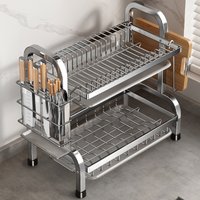 A Dish Drying Rack Compact Kitchen Dish Rack Drainboard Set Large Rust-Proof Dish Drainer with Utensil Holder