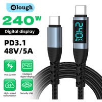 240W Digital Display Braided Fast Charging Data Cable For iPhone 15 16 17 Samsung Phone PD3.1 Quick Charge Dual Type C Cable