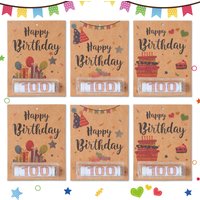 6pcs Colorful Kraft Paper Birthday Banknote Card Happy 1st Birthday Party Decorations Kids Adults Favors Gifts Money Holder Card