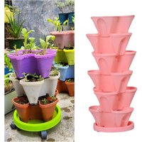 Plastic Multi-Layer Planting Box for Growing Vegetable Stackable Strawberry Pot Balcony Flower Growing Planter Cute Flowerpot