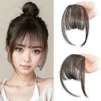 Synthetic Fake Invisible Air Bangs Hair Extension Front Fringes Hairpiece Black Brown Hair Accessories for Women