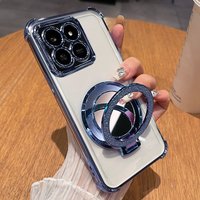 400smart Luxury Plating Glitter Mirrow Holder Soft Case for Honor 400 Smart X7d 4G 5G Airbag Shockproof Silicone Stand Cover