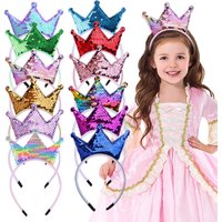Sequins Crown Headband Girls Hair Bands Glitter Crowns Hair Hoop Women Hair Accessories for Party Favors Headdress Gift