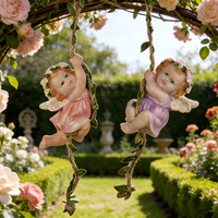 Garden Hanging Angel Figurine Decor Fairy Cherub Swing Ornament Outdoor Fence Ivy Yard Patio Cute Resin Statue Gift