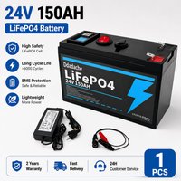NEUE Lithium 24V 150Ah LiFePO4 Deep Cycle 4000+ Zyklen Akku Wiederaufladbare Batterie für Beleuchtung, Power Wheels, Solar-/Windkraft, kleine USVs