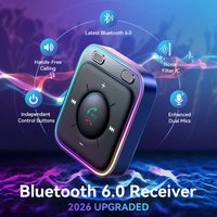 Joyroom Bluetooth 6.0 Car Receiver Adapter with Mics and Noise Cancellation, USB AUX Bluetooth Receiver Car Kit