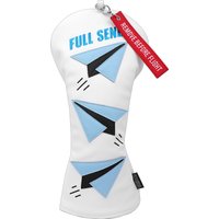 White PU Leather Blue Airplane Applique Embroidered Patch Full Send Golf Club Headcover Driver cover