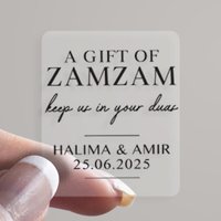 A Gift Of Zam Zam Keep Us In Your Duas Stickers for Wedding Favours, Custom Stickers, Seals