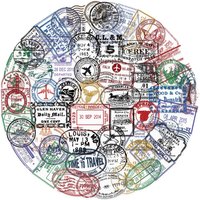 10/60PCS Vintage Passport Stamps Transparent Stickers Travel Decals For Phone Notebook Luggage Skateboard Guitar DIY Sticker Toy
