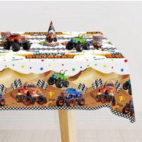 Desert Off-road Vehicle Plastic Tablecloth Happy Birthday Disposable Table Cover Truck Theme Birthday Party Supplies
