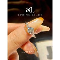 Original Shiny 1CT Moissanite Diamond Round Engagement Rings for Women 925 Sterling Silver Wedding Luxury Fine Jewelry