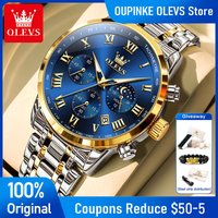 OLEVS Watches Man 5529 Multifunctional Chronograph Quartz Watch Waterproof Luminous Moon Phase Watches For Man Gifts Reloj