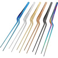 Colorful 6/8/12-Inch Kitchen Tongs, Stainless Steel Culinary Precision Tweezer BBQ Tongs - Food Styling Baking Decor
