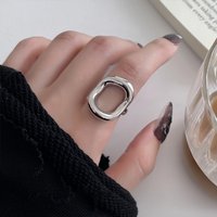 925 Sterling Silver Rings For Women Simple Vintage Handmade Adjustable Finger Hollow Ring Fashion Band Female Bijoux Gift