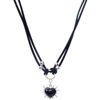 Gothic Y2K Black Thorn Peach Heart Pendant Rope Chain Charms Choker Necklace For Men Women Punk Grunge Jewelry EMO Accessories