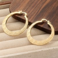 Classic Gold/Silver Plated Hoop Earrings Carved Design Vintage Style Women Fashion Jewelry Trendy Daily Party Accessory