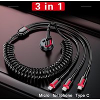 1-6pcs 3 in 1 66W 6A Fast Charging USB Type C Cable Micro USB Cable for iPhone 14 Charging Cable for S24 Xiaomi Huawei USB Line